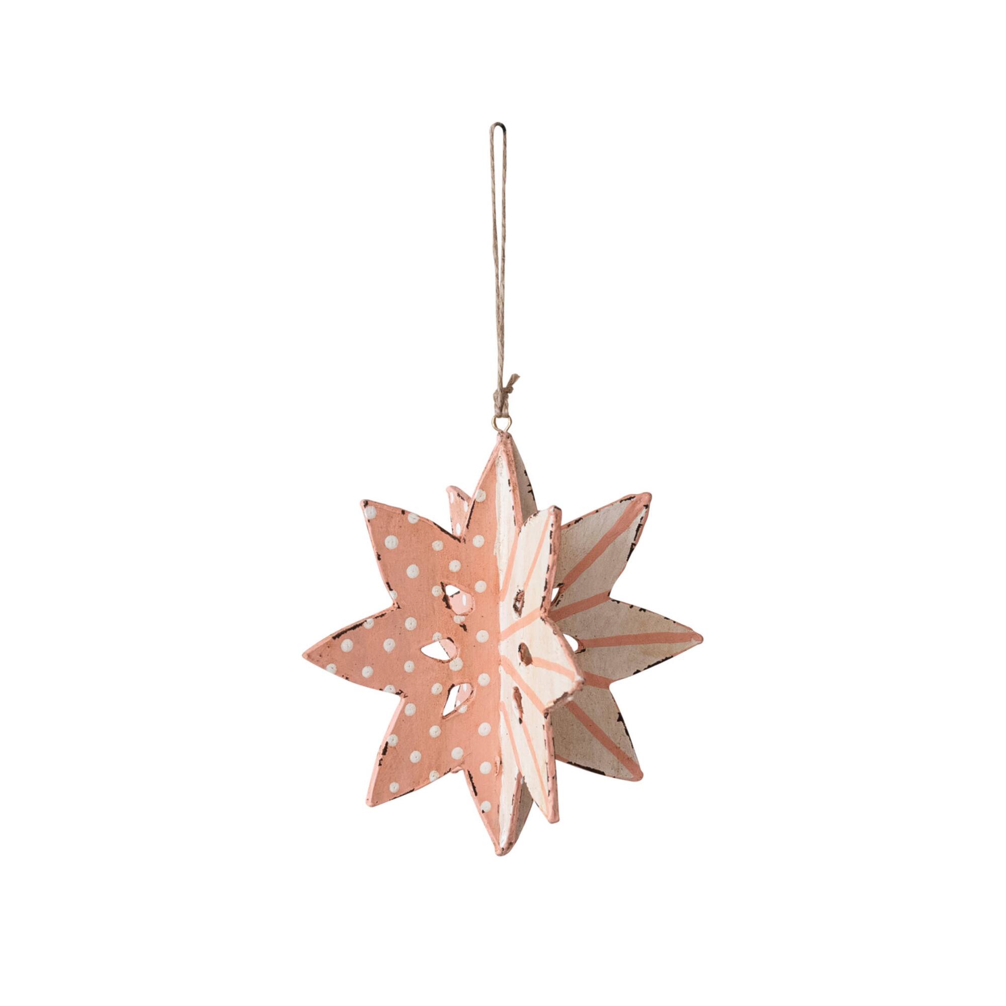 Hello Honey® 5" Pink Paper Mache Snowflake Ornament